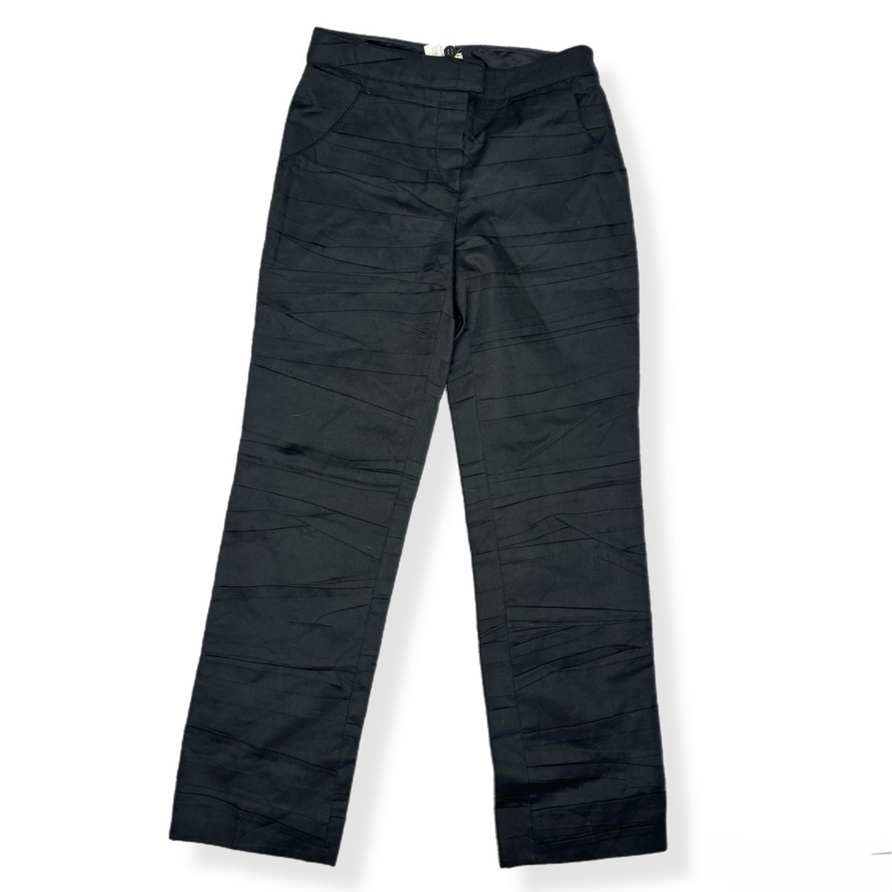 Emporio Armani Black Ruched Straight-Leg Pants - Size 4 (Altered)